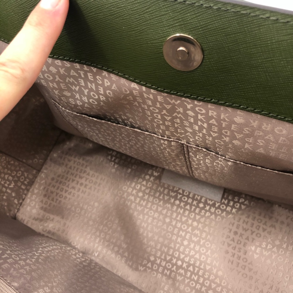 Kate Spade Halsey Post Street Olive Green Tote Bag - Picture 13 of 15